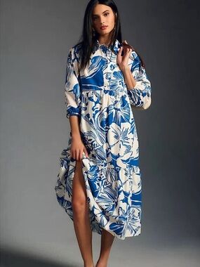 Anthropologie Maeve The Bettina Tiered Shirt Dress